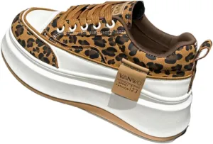 Women's Fashion Casual Sneakers with Thick Platform Design Classic Leopard Pattern Ideal for Walking Playing Tennis and Traveling Chunky and Colorful Lifestyle Sneakers