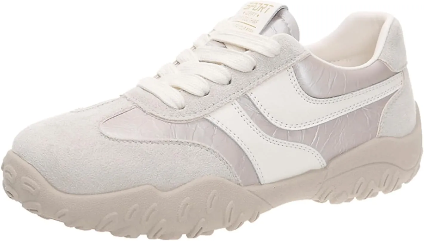 Womens Fashion Sneakers for 2025 Suede Lace Up Fashion Sneakers for Women – Casual Chic and Comfortable for Street Strolling Campus Activities (Red White,5)