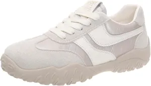 Womens Fashion Sneakers for 2025 Suede Lace Up Fashion Sneakers for Women – Casual Chic and Comfortable for Street Strolling Campus Activities (Red White,5)