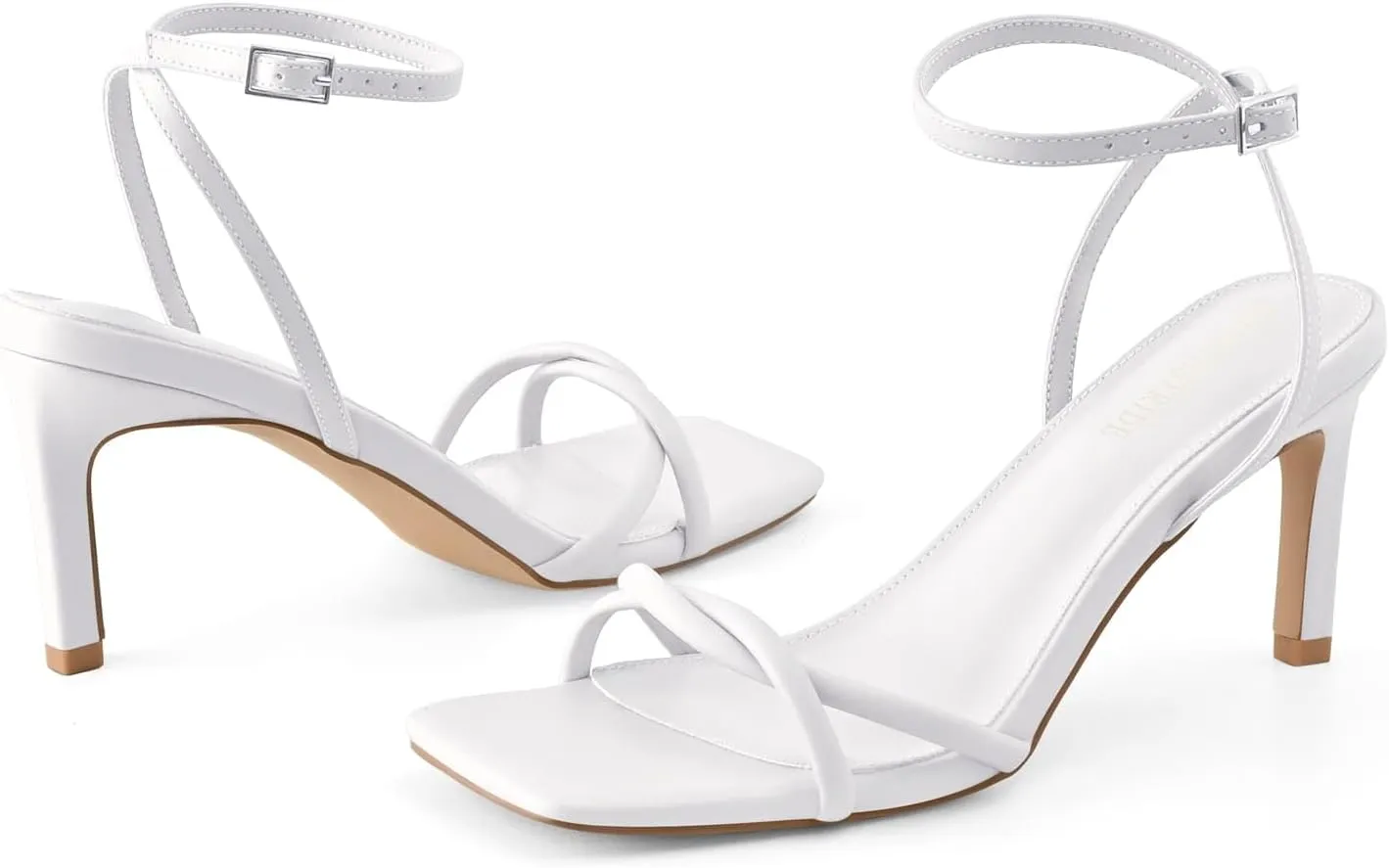 Women’s Heeled Sandals Strappy Stilettos Square Open Toe Heels Ankle Strap Comfort Dress Wedding Party Shoes