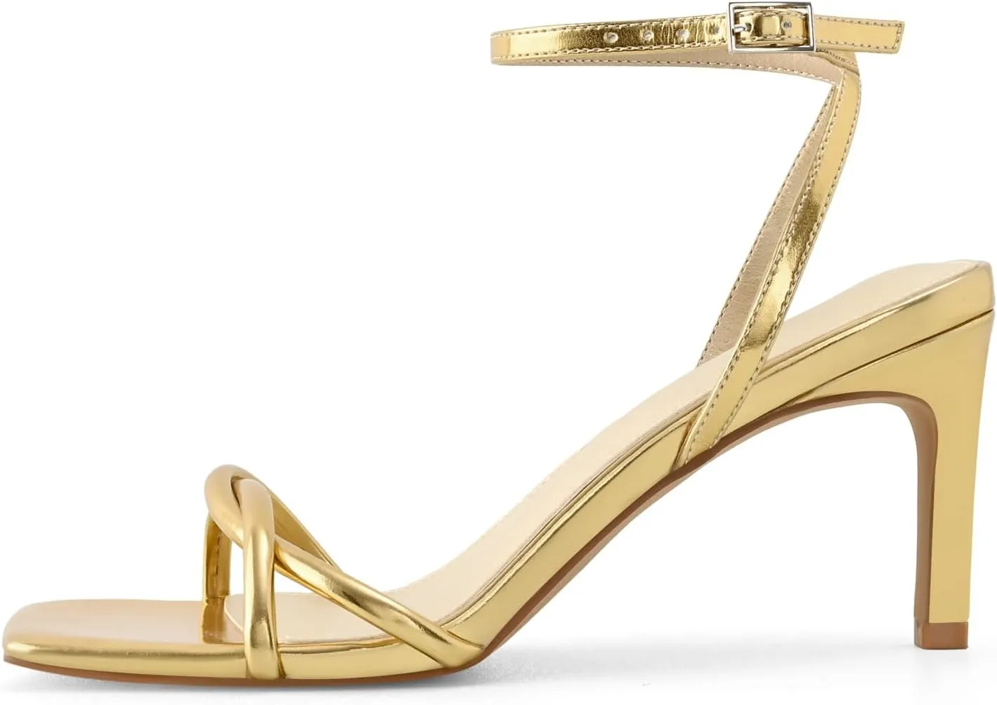 Women’s Heeled Sandals Strappy Stilettos Square Open Toe Heels Ankle Strap Comfort Dress Wedding Party Shoes