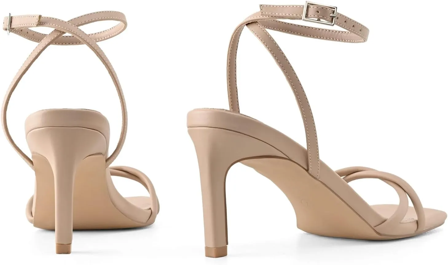 Women’s Heeled Sandals Strappy Stilettos Square Open Toe Heels Ankle Strap Comfort Dress Wedding Party Shoes