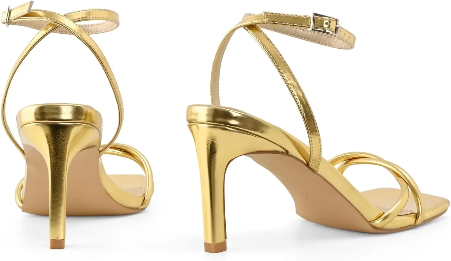 Women’s Heeled Sandals Strappy Stilettos Square Open Toe Heels Ankle Strap Comfort Dress Wedding Party Shoes