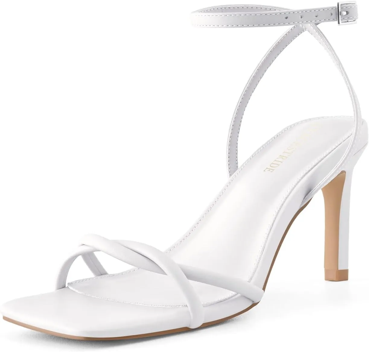 Women’s Heeled Sandals Strappy Stilettos Square Open Toe Heels Ankle Strap Comfort Dress Wedding Party Shoes