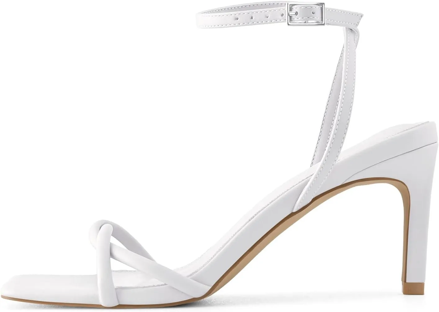 Women’s Heeled Sandals Strappy Stilettos Square Open Toe Heels Ankle Strap Comfort Dress Wedding Party Shoes