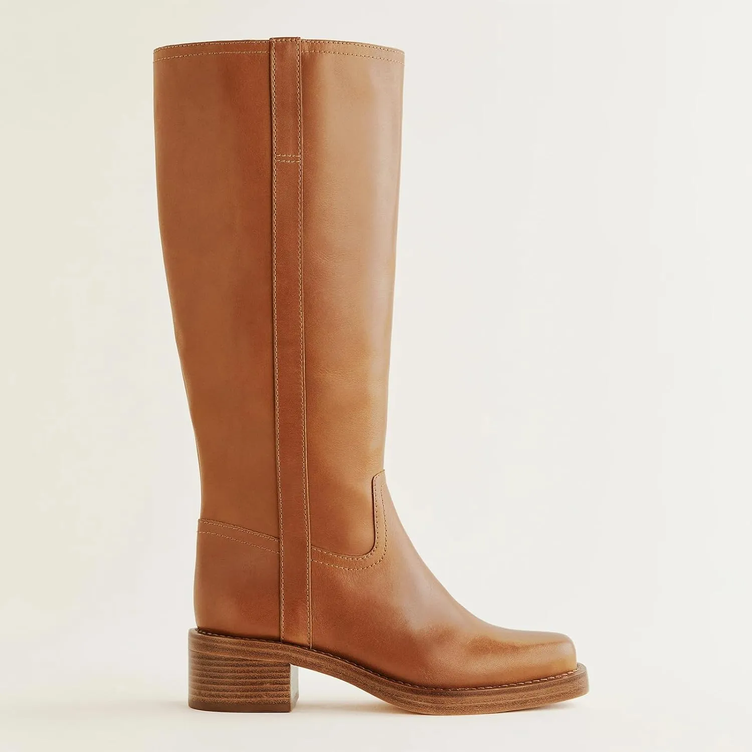 Women's Knee High Boots Chunky Heel Square Toe Riding Boots Pull On Heeled Boots Dress Tall Boots