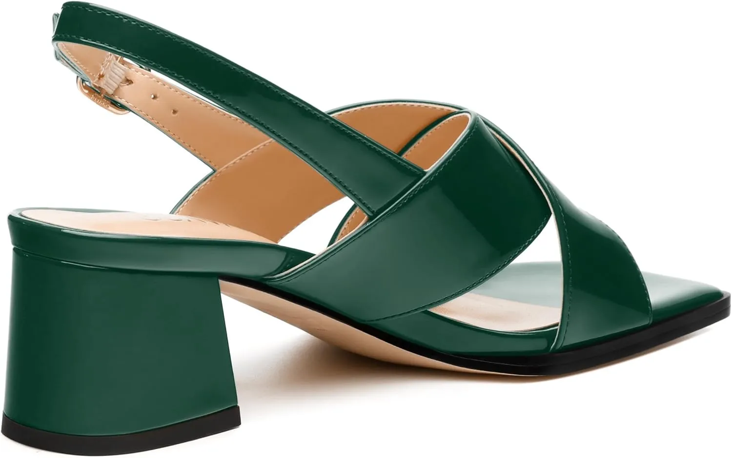 Women's Low Chunky Heel Sandals, Square Toe Slingback with Adjustable Buckle, Solid Color Heels for Weddings, Parties and Daily Wear, Fashion Sandals for Women
