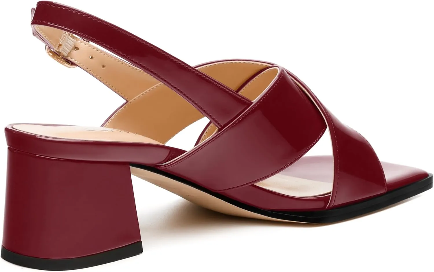 Women's Low Chunky Heel Sandals, Square Toe Slingback with Adjustable Buckle, Solid Color Heels for Weddings, Parties and Daily Wear, Fashion Sandals for Women