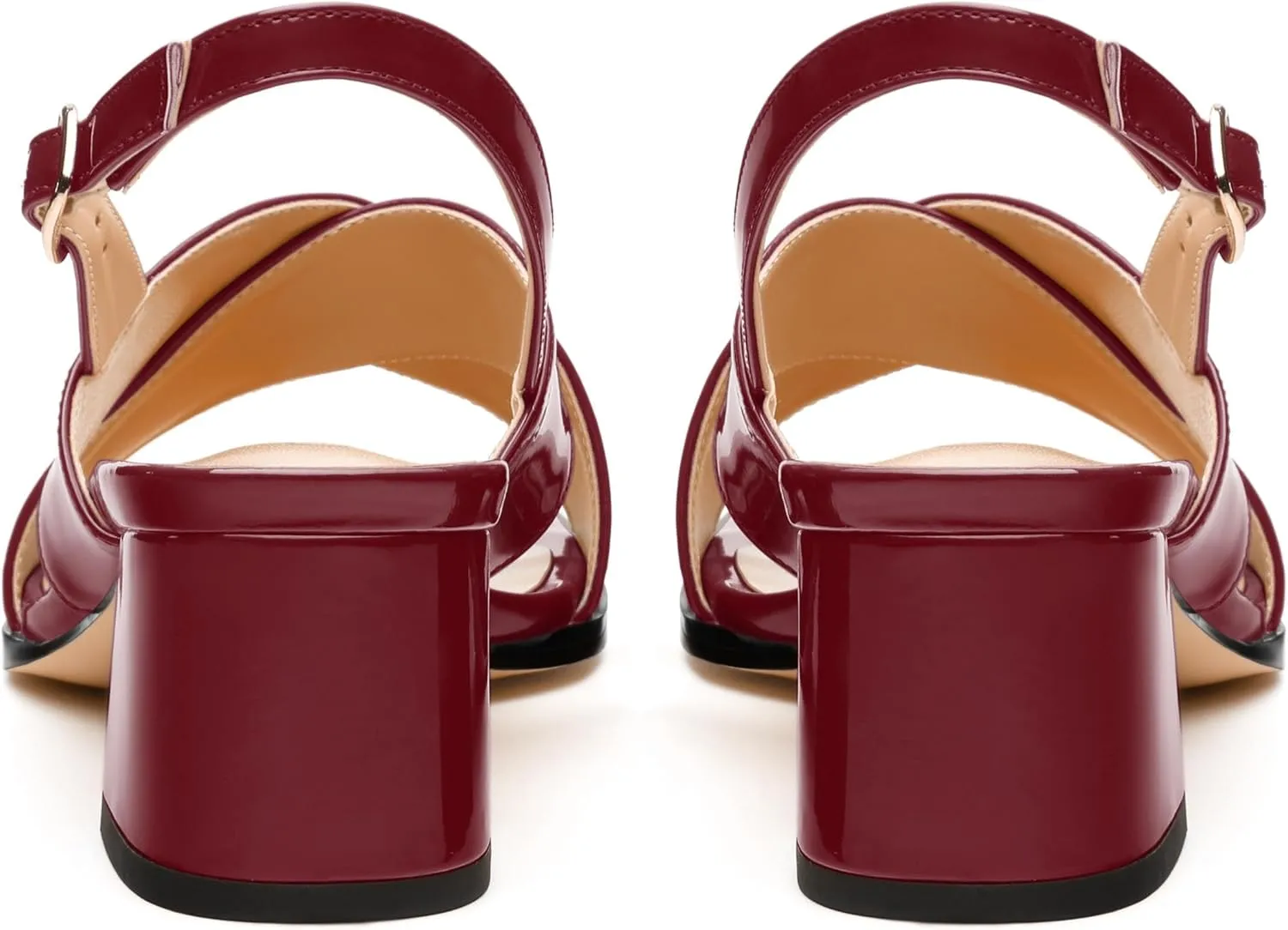 Women's Low Chunky Heel Sandals, Square Toe Slingback with Adjustable Buckle, Solid Color Heels for Weddings, Parties and Daily Wear, Fashion Sandals for Women