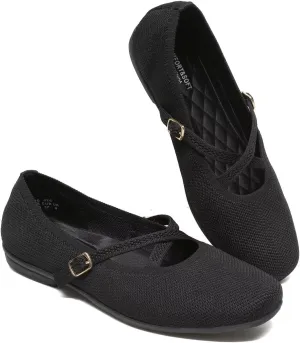 Women's Mary Jane Flats Shoes Ballet Flats with Buckle Strap Soft Work Dress Ballerina Walking Shoes