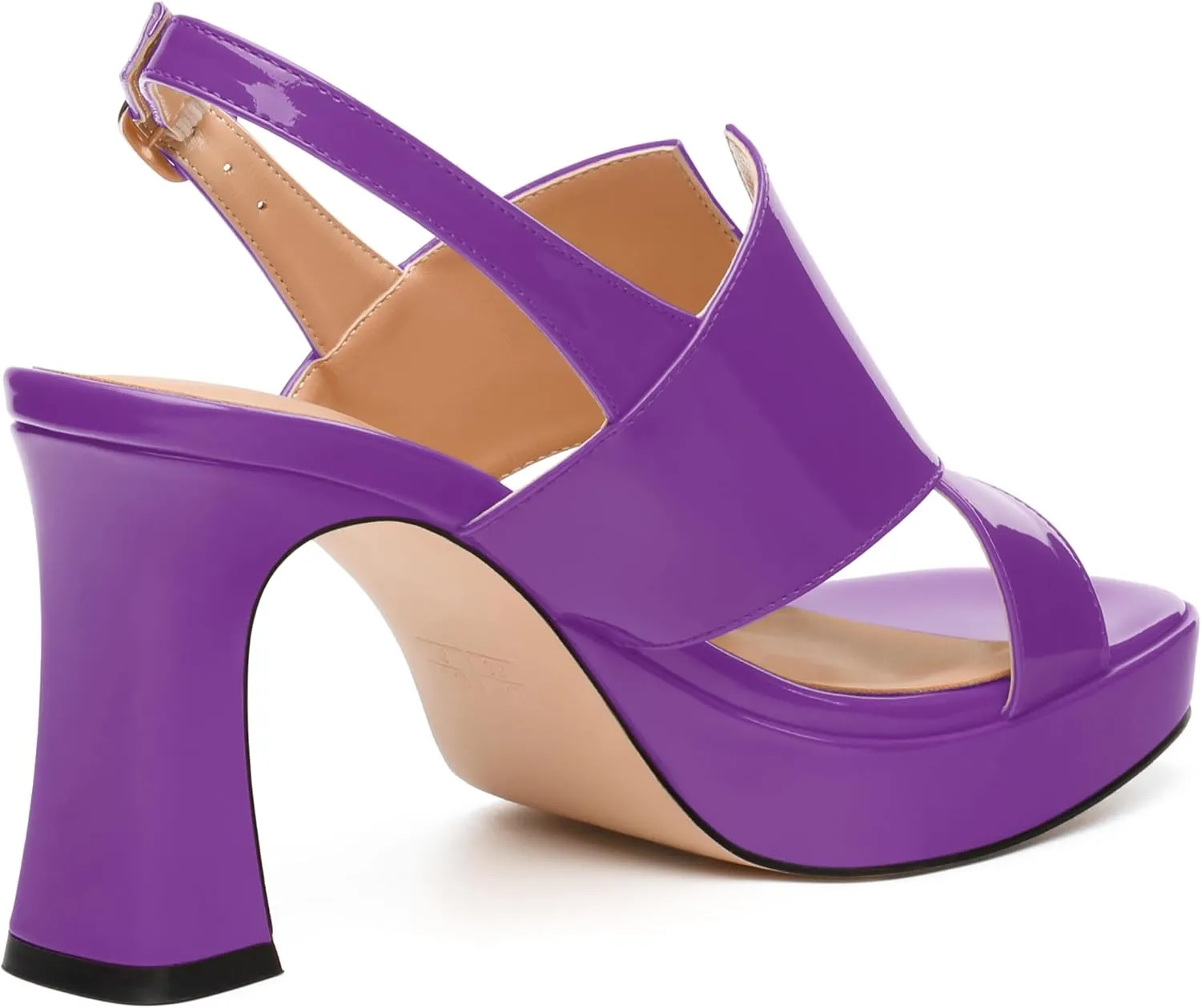 Womens Platform Ankle Strap Sandals, Square Toe Chunky Heel Leather Insole Sandals for Women, Block Heel Strappy Sandals with Buckle 3.3"