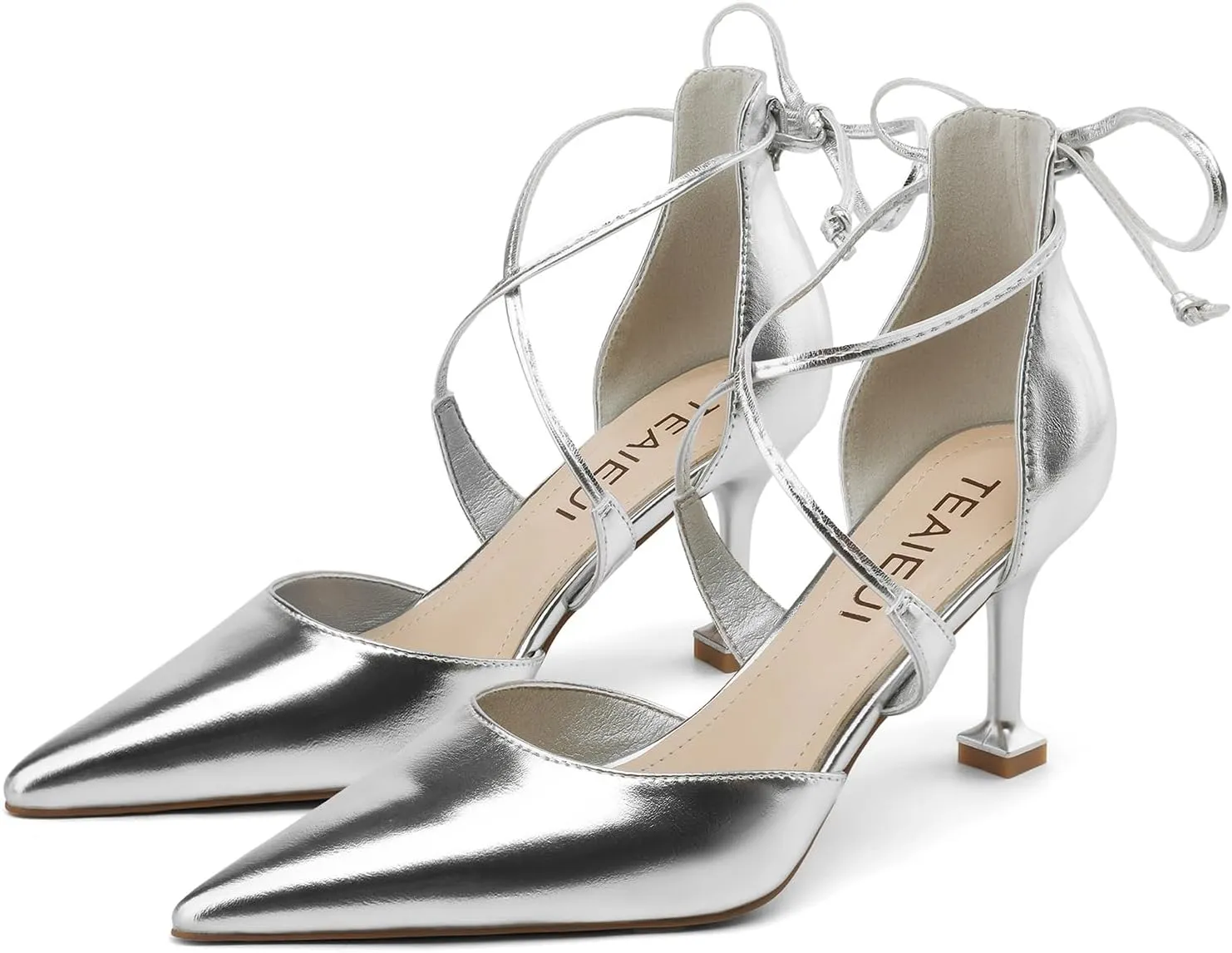 Women's Pumps Kitten Heels for Women Dressy Pointed Toe Heels Womens Dress Shoes Closed Toe Formal Shoes Strappy