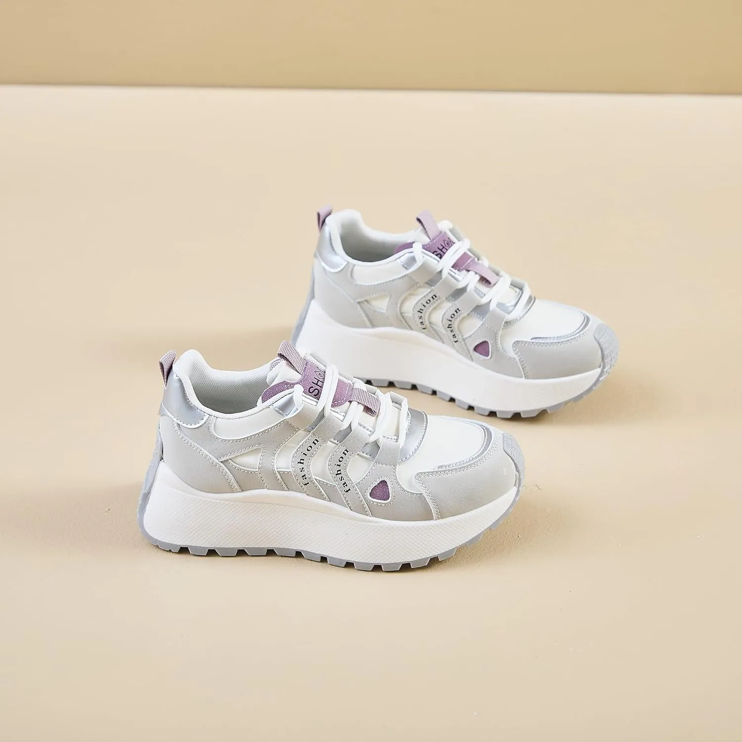 Women's Retro Platform Athletic Shoes Non-Slip Gym & Walking Shoes Lace-Up Breathable Chunky Sneakers