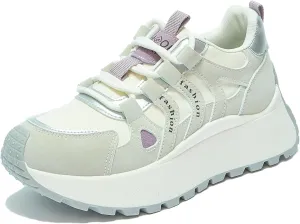 Women's Retro Platform Athletic Shoes Non-Slip Gym & Walking Shoes Lace-Up Breathable Chunky Sneakers