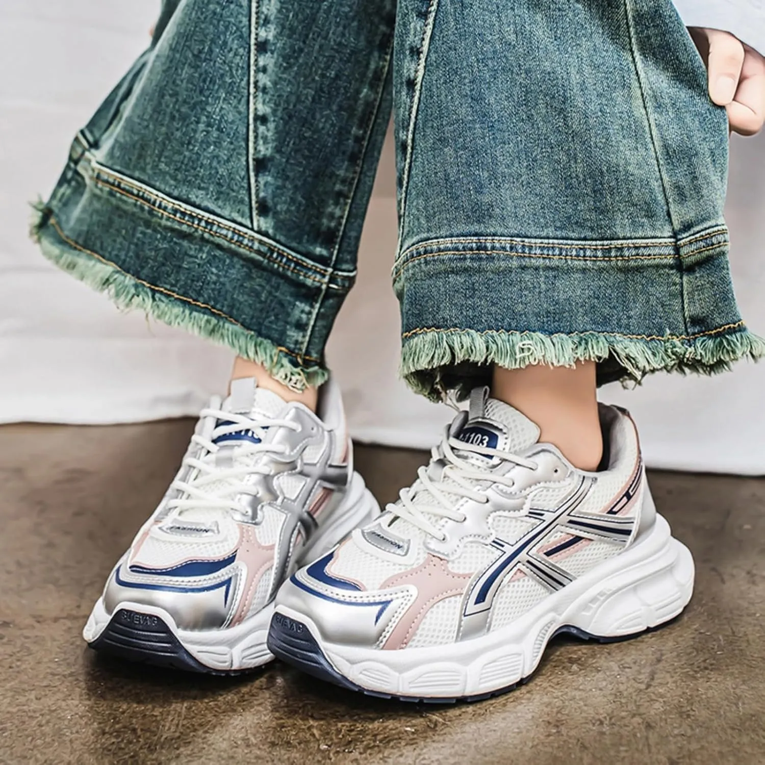 Women's Running Shoe Platform Chunky Walking Sneakers Breathable Mesh Comfy Lightweight Fashion Casual Athletic Dad Shoes