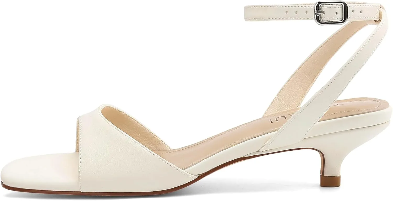 Women's Sandals Kitten Heels Low Strappy Heels Open Toe Ankle Strap Sandals for Women Party Wedding Dress Shoes