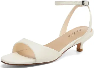 Women's Sandals Kitten Heels Low Strappy Heels Open Toe Ankle Strap Sandals for Women Party Wedding Dress Shoes