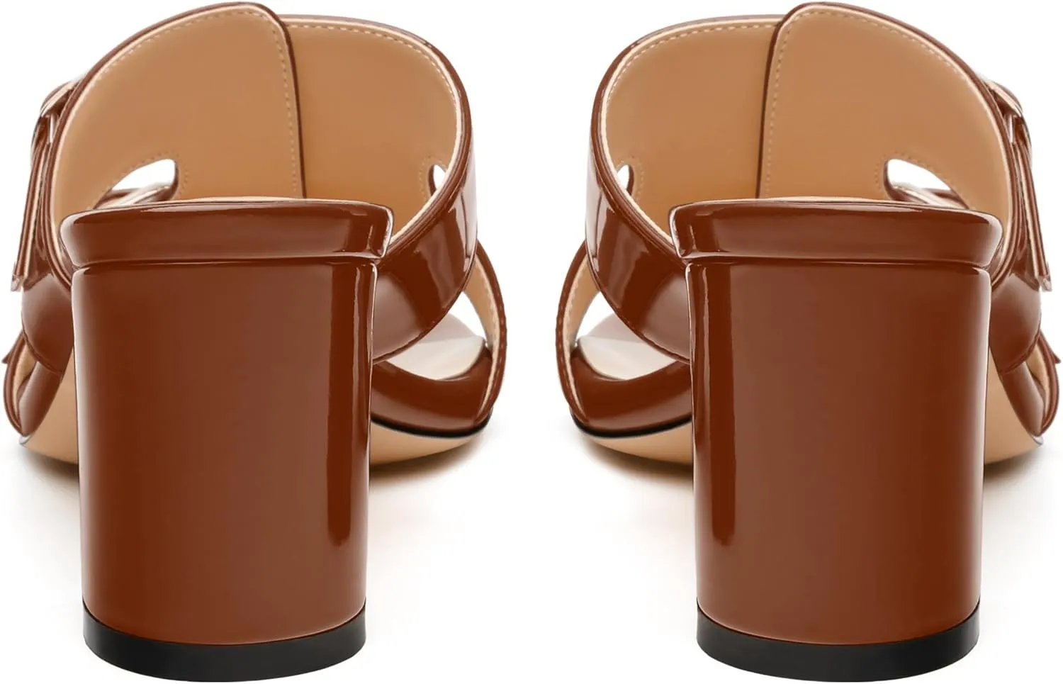 Women's Sandals, Round Open Toe Mid Heels, Slip On Fashion Buckle Heeled Sandal for Working Party Wedding