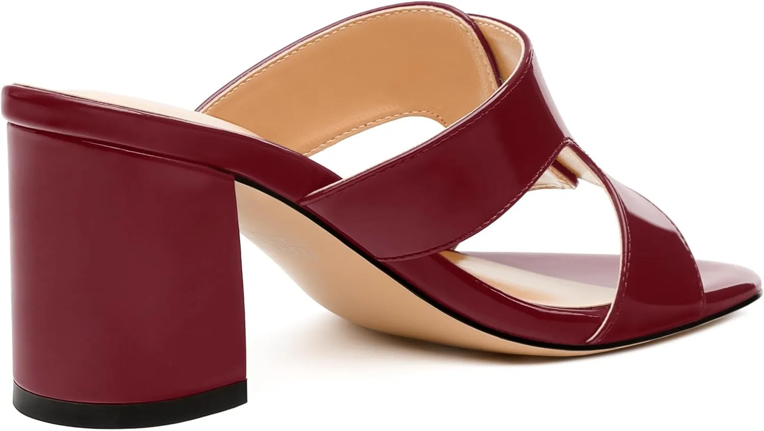 Women's Sandals, Round Open Toe Mid Heels, Slip On Fashion Buckle Heeled Sandal for Working Party Wedding