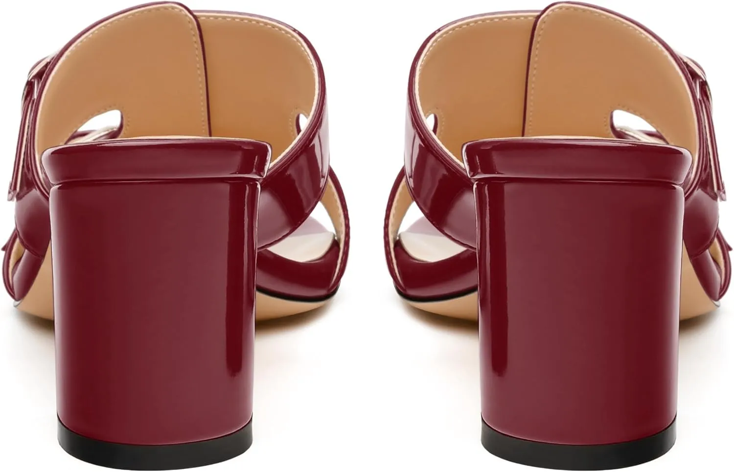 Women's Sandals, Round Open Toe Mid Heels, Slip On Fashion Buckle Heeled Sandal for Working Party Wedding