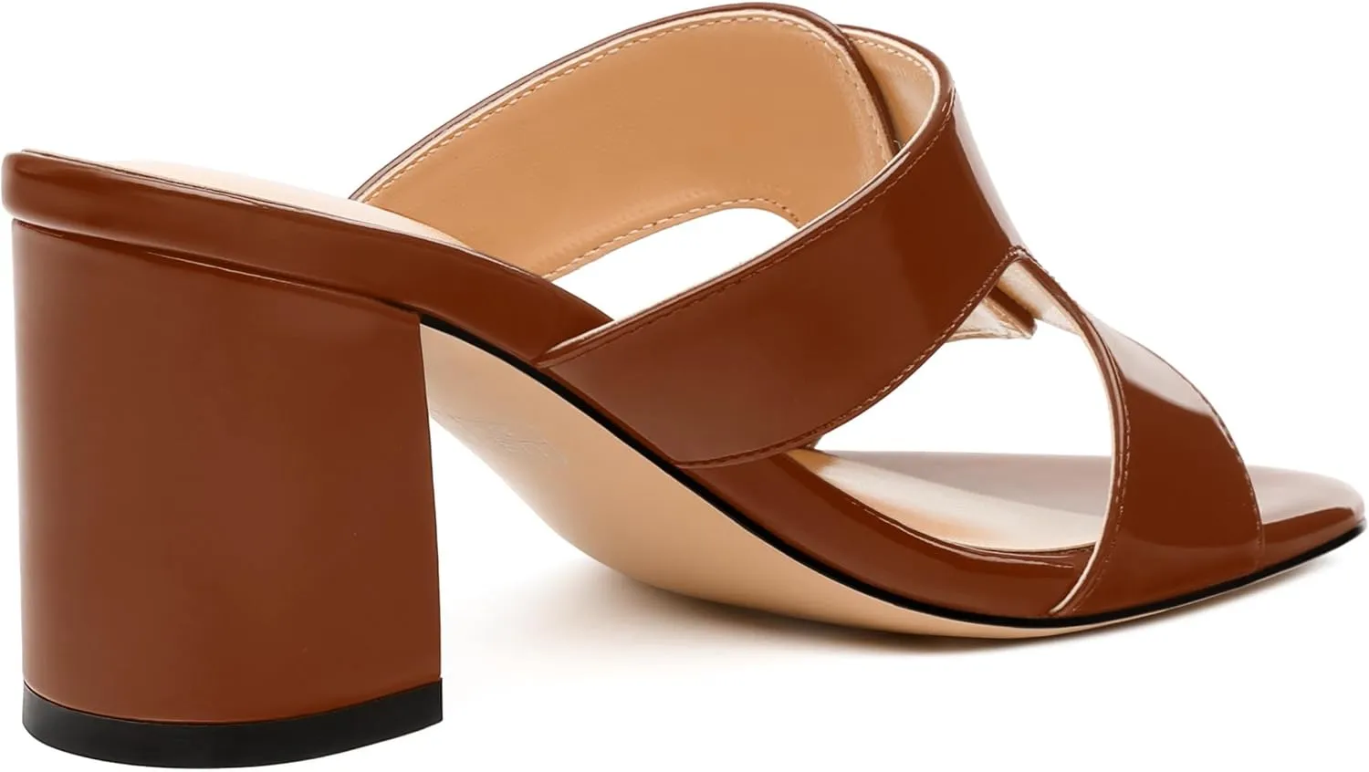 Women's Sandals, Round Open Toe Mid Heels, Slip On Fashion Buckle Heeled Sandal for Working Party Wedding