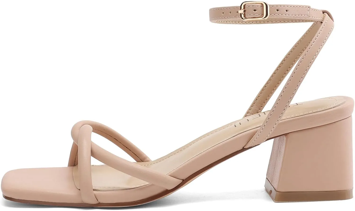Women's Sandals Strappy Heels for Women Dressy Open Square Toe Comfort Chunky Block Heel Dress Shoes for Prom Party Wedding