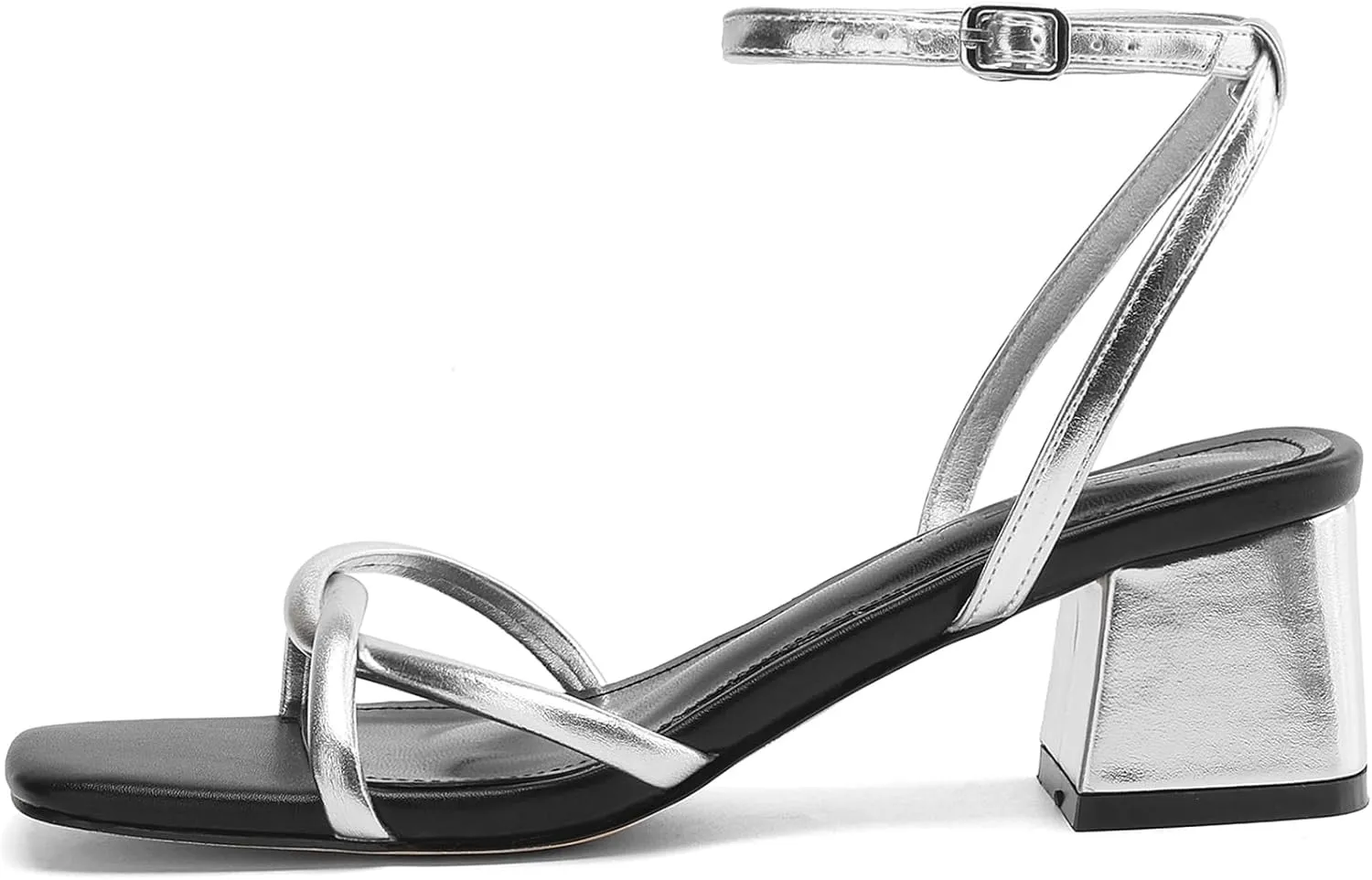 Women's Sandals Strappy Heels for Women Dressy Open Square Toe Comfort Chunky Block Heel Dress Shoes for Prom Party Wedding