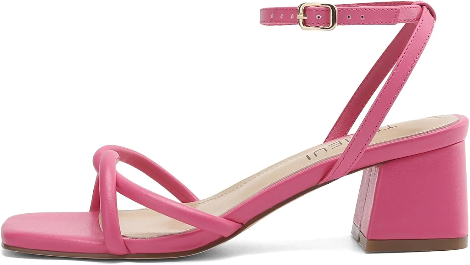Women's Sandals Strappy Heels for Women Dressy Open Square Toe Comfort Chunky Block Heel Dress Shoes for Prom Party Wedding