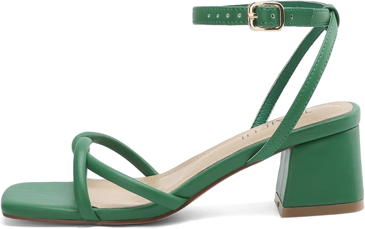 Women's Sandals Strappy Heels for Women Dressy Open Square Toe Comfort Chunky Block Heel Dress Shoes for Prom Party Wedding