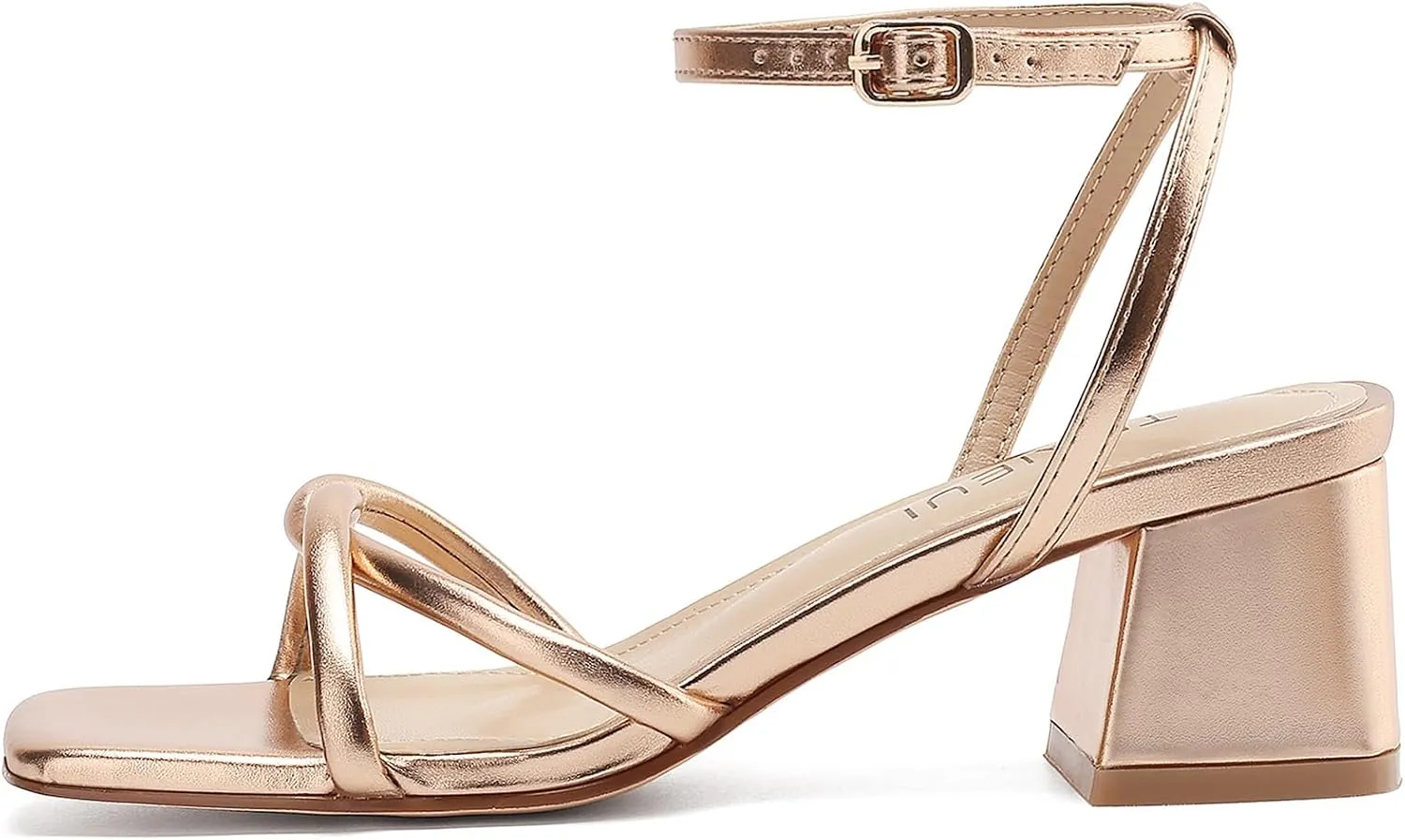 Women's Sandals Strappy Heels for Women Dressy Open Square Toe Comfort Chunky Block Heel Dress Shoes for Prom Party Wedding