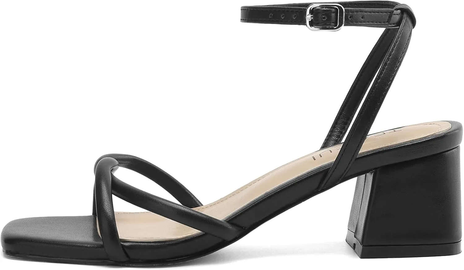 Women's Sandals Strappy Heels for Women Dressy Open Square Toe Comfort Chunky Block Heel Dress Shoes for Prom Party Wedding