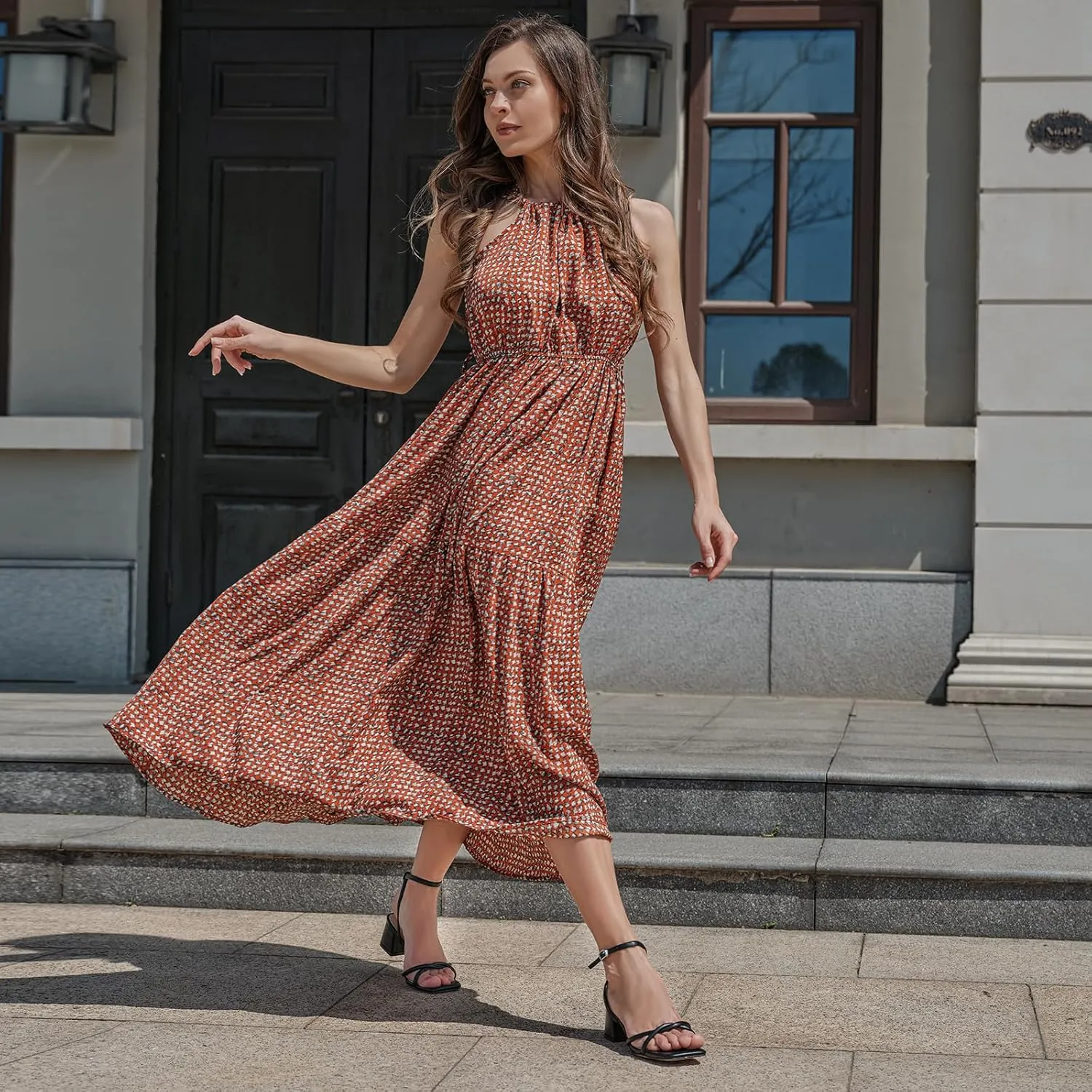 Women's Sandals Strappy Heels for Women Dressy Open Square Toe Comfort Chunky Block Heel Dress Shoes for Prom Party Wedding