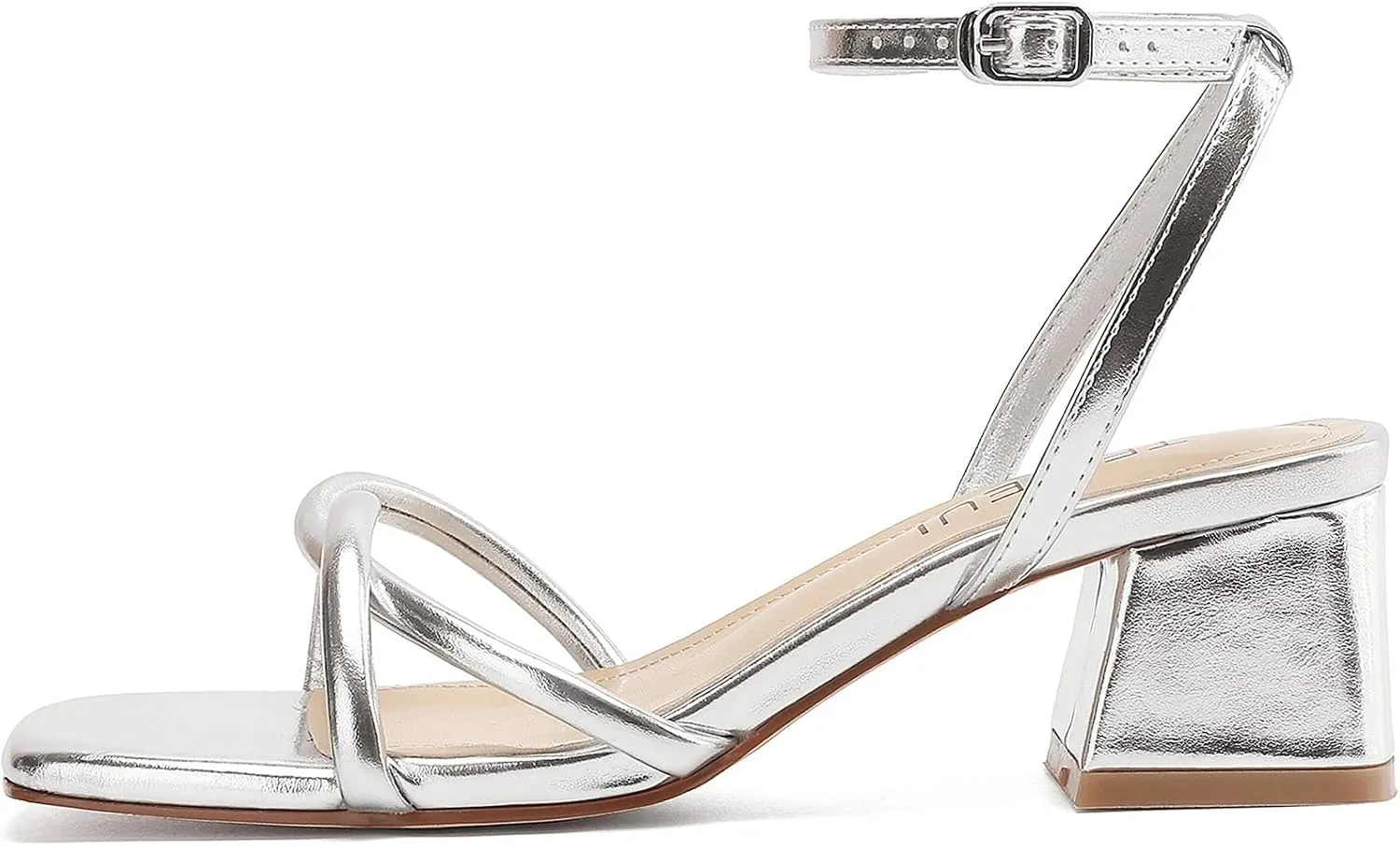 Women's Sandals Strappy Heels for Women Dressy Open Square Toe Comfort Chunky Block Heel Dress Shoes for Prom Party Wedding