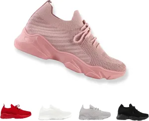 Women's Sneakers - Comfortable Gym Workout & Running Shoes for Women, White, One Size