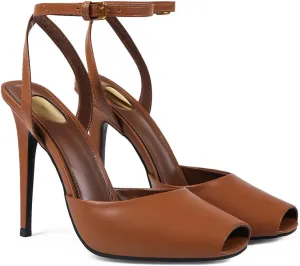 Womens Square Peep Toe Stiletto High Heels Ankle Strap Sandals Backless Buckle Dress Party Fashion Shoes