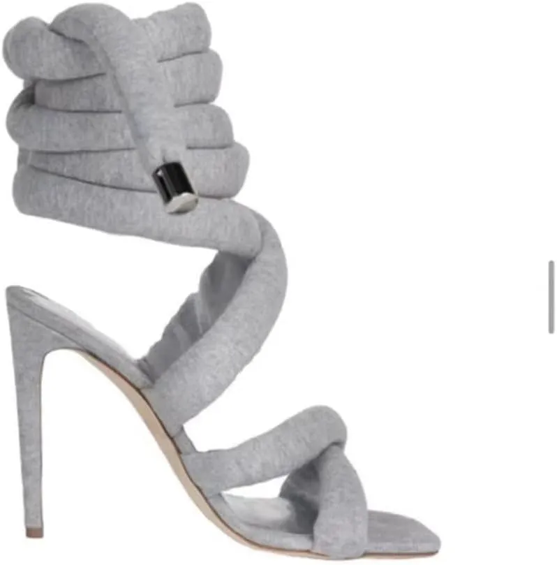 Women's Square Toe Stiletto Sandals with Cross Strap Wraparound Ankle Design High Heel Fashion Shoes 4.3-inch