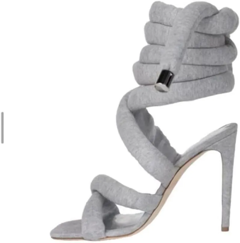 Women's Square Toe Stiletto Sandals with Cross Strap Wraparound Ankle Design High Heel Fashion Shoes 4.3-inch