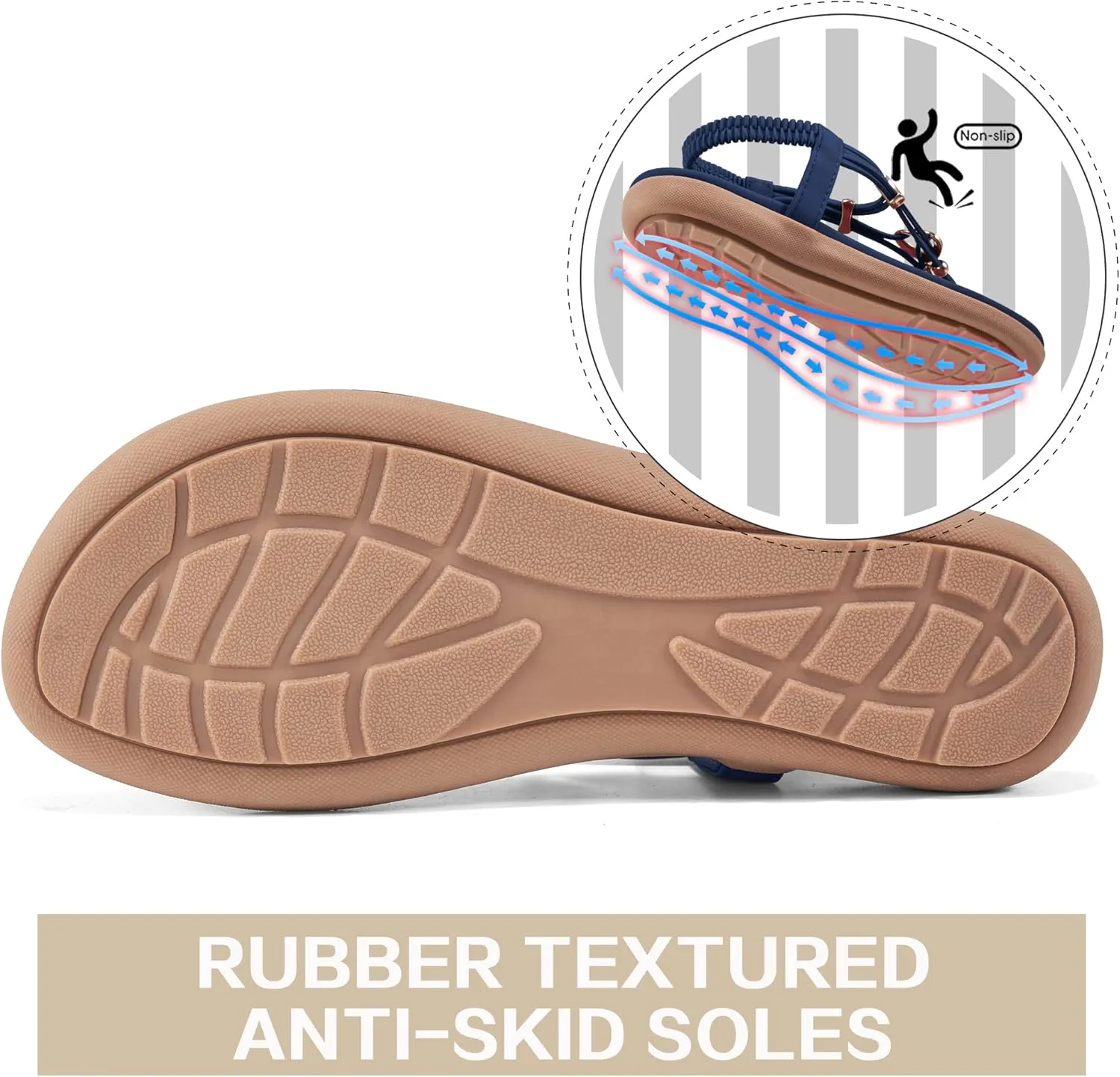 Women's Summer Sandals Beach Bohemian Beaded Ankle Walking Strap Casual Flip Flops Ladies Sexy Flats Comfortable Shoes