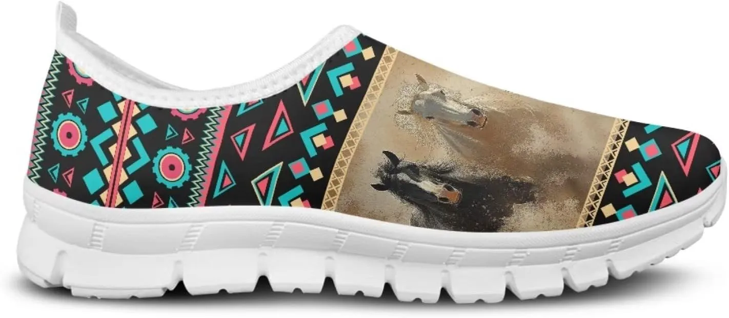 Womens Walking Shoes Tribal Animals Print Men Breathe Mesh Running Shoes Sock Sneakers Slip On Fashion Non Slip Tennis Sneakers