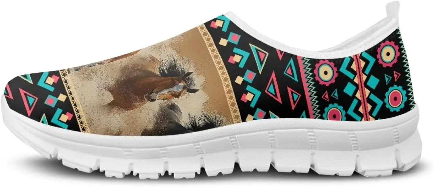 Womens Walking Shoes Tribal Animals Print Men Breathe Mesh Running Shoes Sock Sneakers Slip On Fashion Non Slip Tennis Sneakers