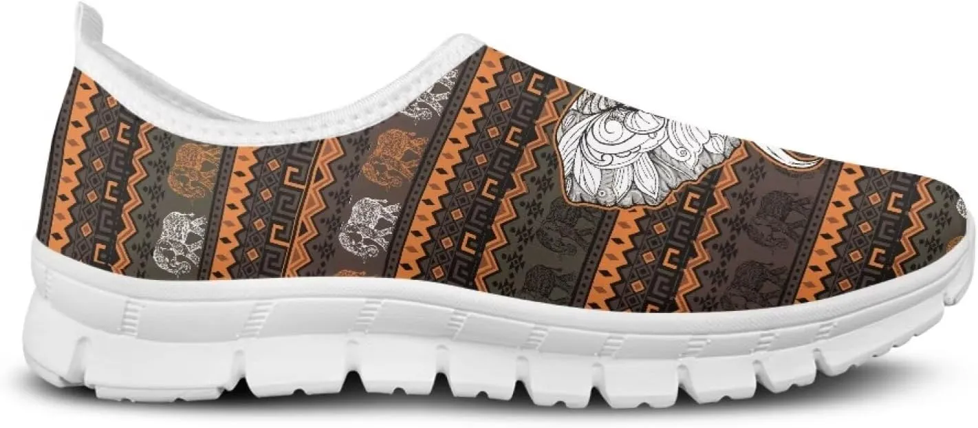 Womens Walking Shoes Tribal Animals Print Men Breathe Mesh Running Shoes Sock Sneakers Slip On Fashion Non Slip Tennis Sneakers