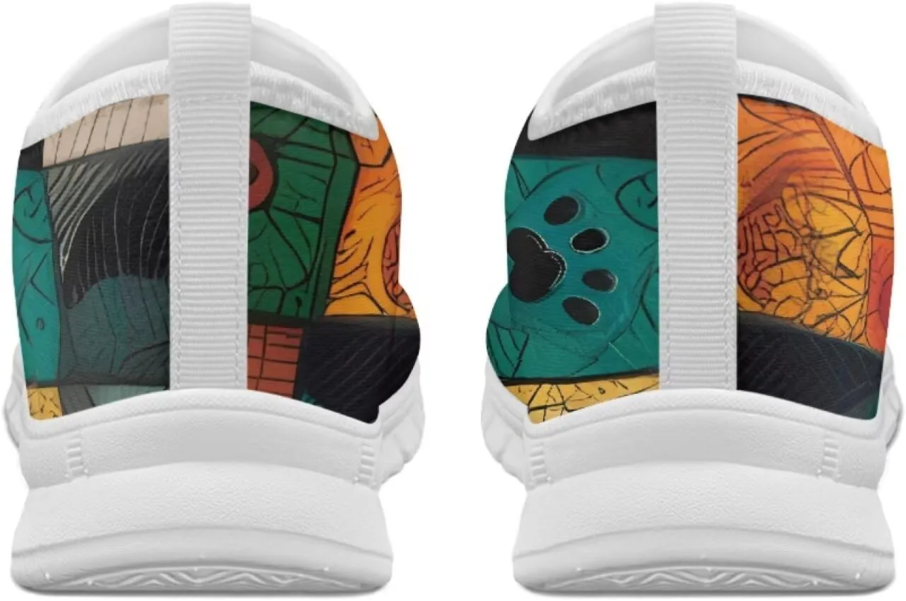 Womens Walking Shoes Tribal Animals Print Men Breathe Mesh Running Shoes Sock Sneakers Slip On Fashion Non Slip Tennis Sneakers