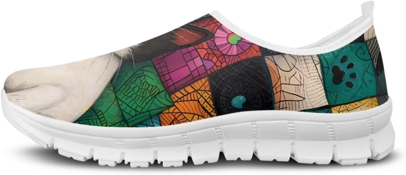 Womens Walking Shoes Tribal Animals Print Men Breathe Mesh Running Shoes Sock Sneakers Slip On Fashion Non Slip Tennis Sneakers