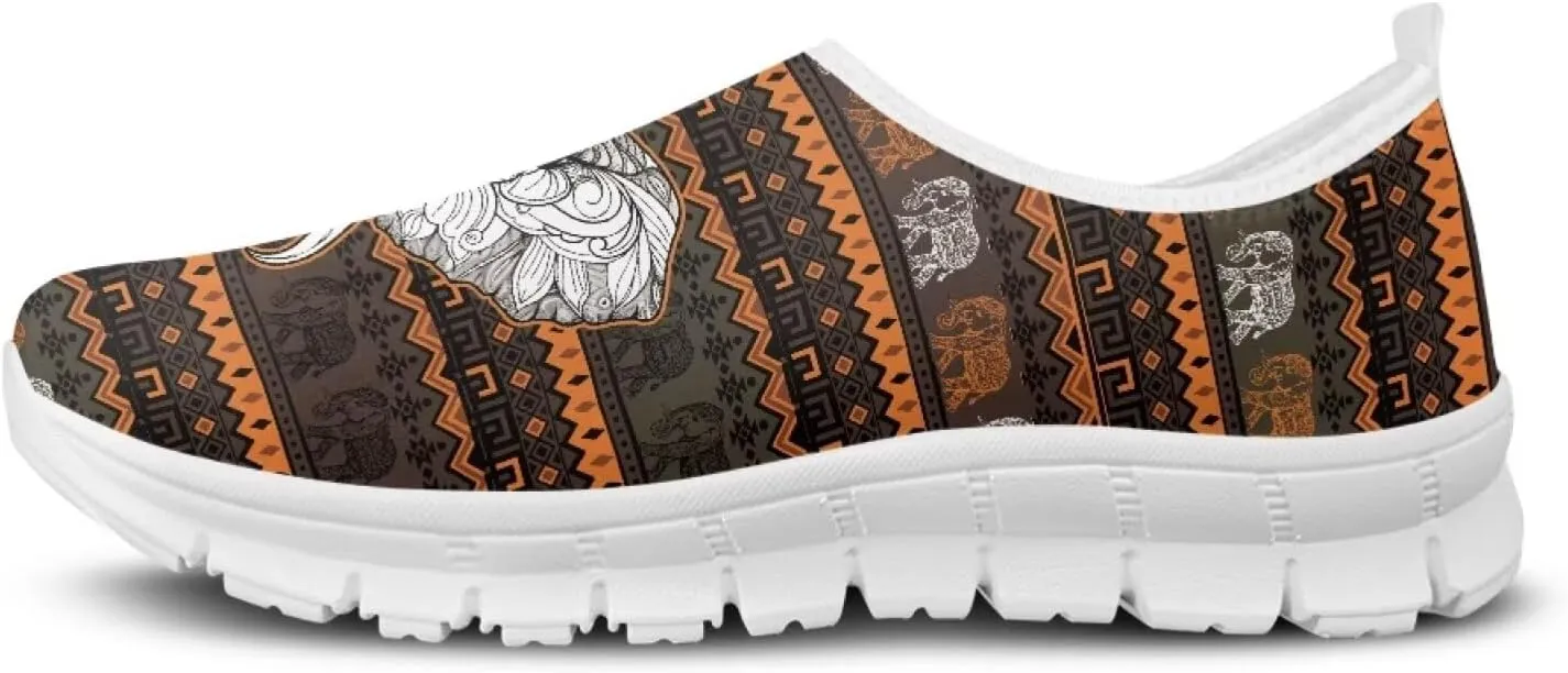 Womens Walking Shoes Tribal Animals Print Men Breathe Mesh Running Shoes Sock Sneakers Slip On Fashion Non Slip Tennis Sneakers