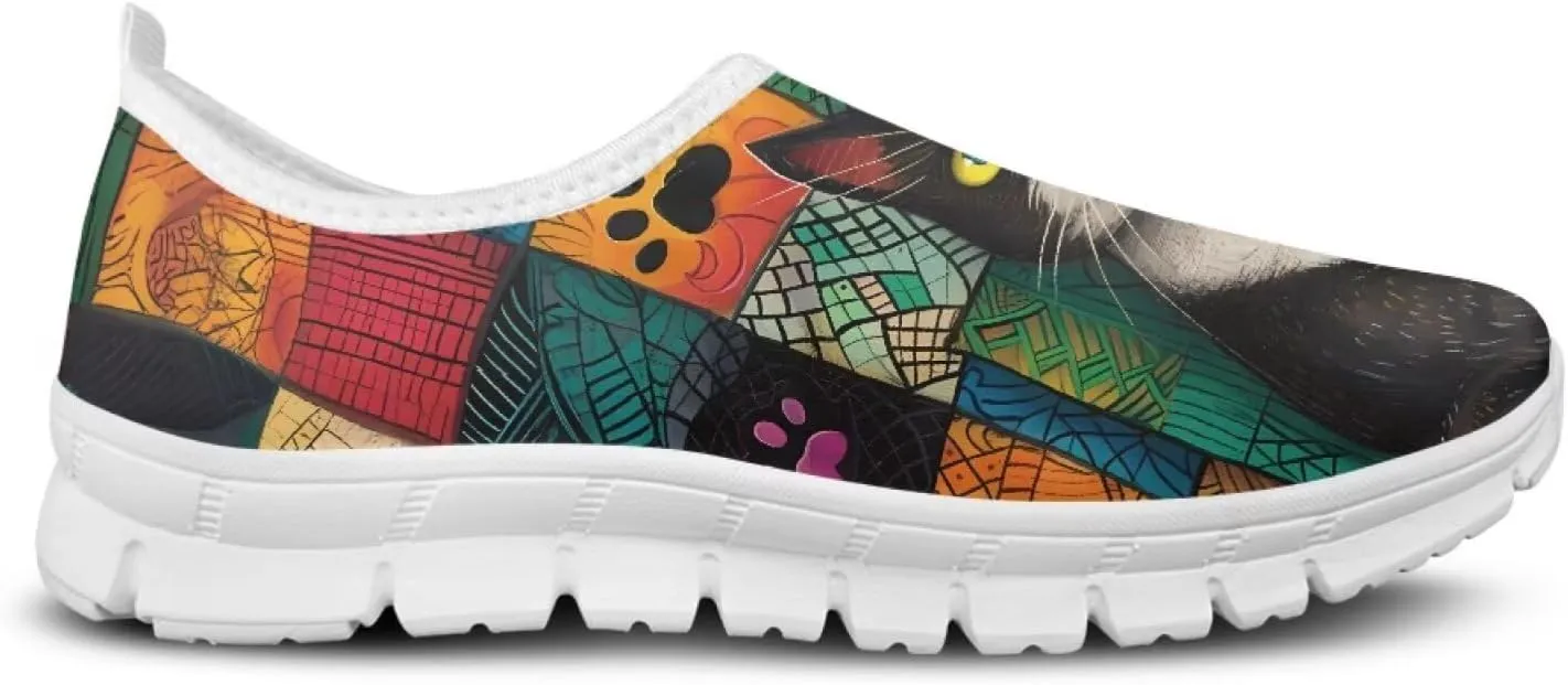 Womens Walking Shoes Tribal Animals Print Men Breathe Mesh Running Shoes Sock Sneakers Slip On Fashion Non Slip Tennis Sneakers
