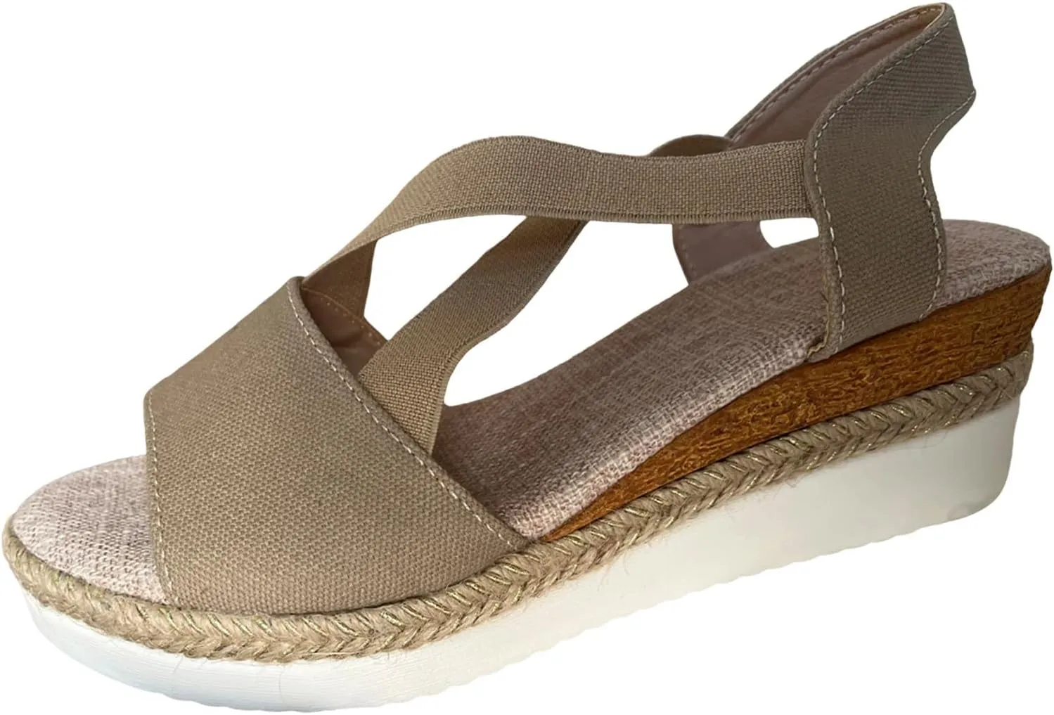Womenyiaor Wedge Sandals for Women, Espadrilles for Women Open Toe Ankle Strap Wedge Heels Sandals Dressy Summer Platform Sandals Comfortable Slip on Sandals Orthopedic Sandals Casual (C-Khaki, 7.5)