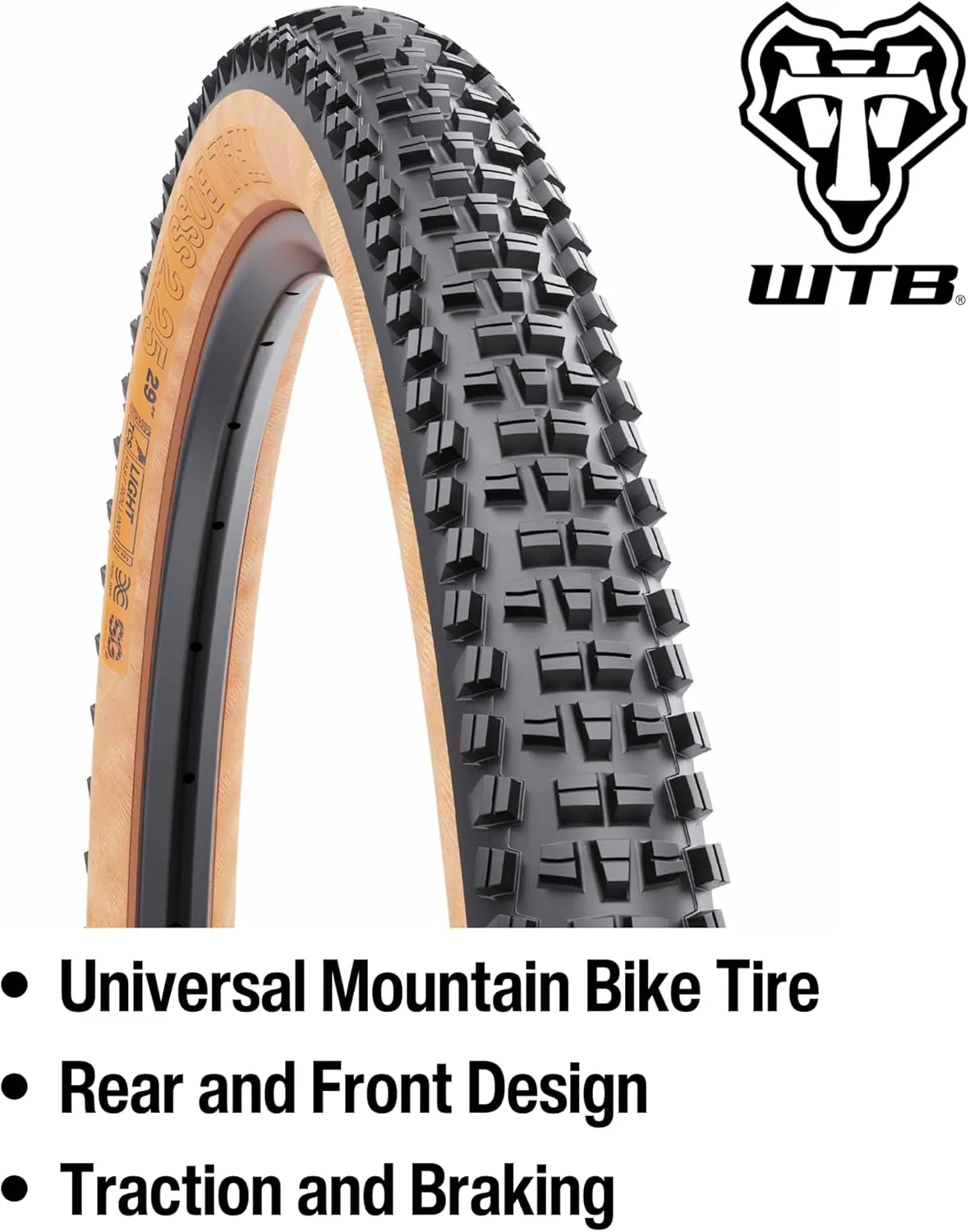 WTB Trail Boss Mountain Bike Tire, Tubeless Ready Folding Bead, Tough Fast Rolling, Dual DNA, Available with Black or Tan Sidewalls and SG1 or SG2 Puncture Protection, Ideal for Trail Riding