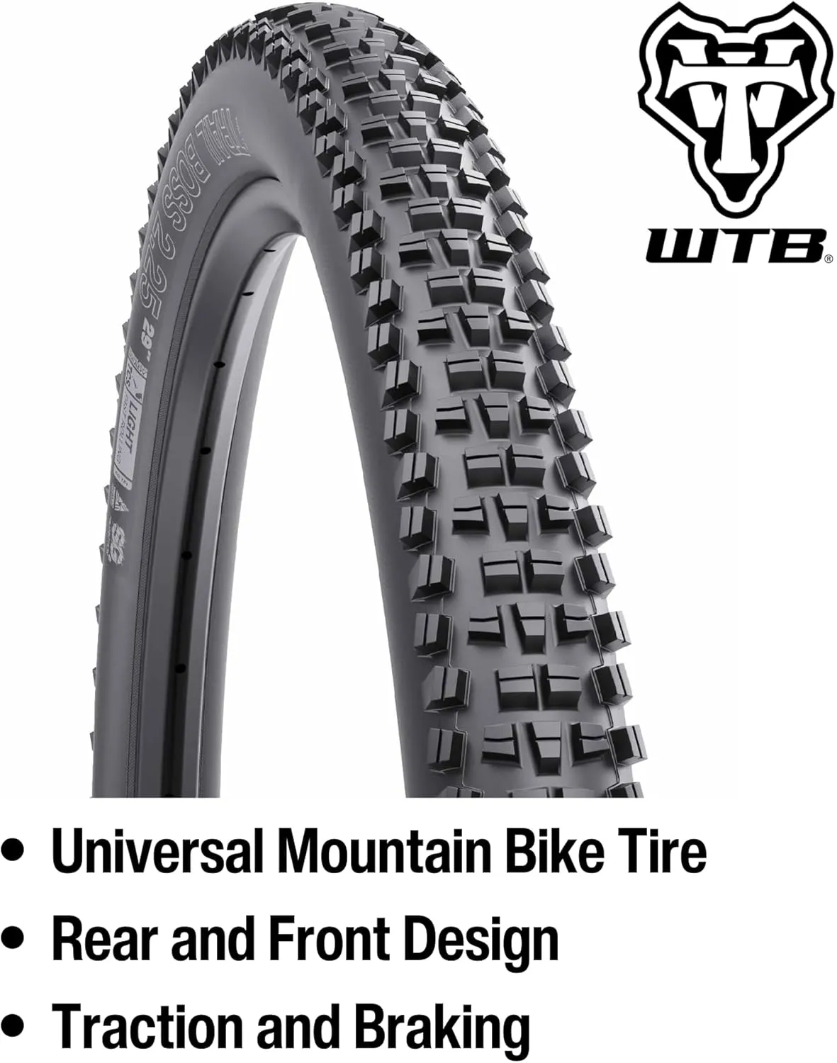 WTB Trail Boss Mountain Bike Tire, Tubeless Ready Folding Bead, Tough Fast Rolling, Dual DNA, Available with Black or Tan Sidewalls and SG1 or SG2 Puncture Protection, Ideal for Trail Riding