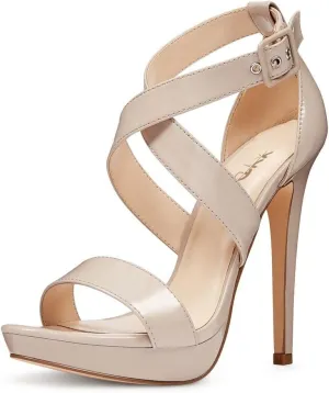 XYD Sexy Low Platform High Heel Sandals Crossover Strappy Open Toe Pumps Patent Leather Pub Party Shoes for Women