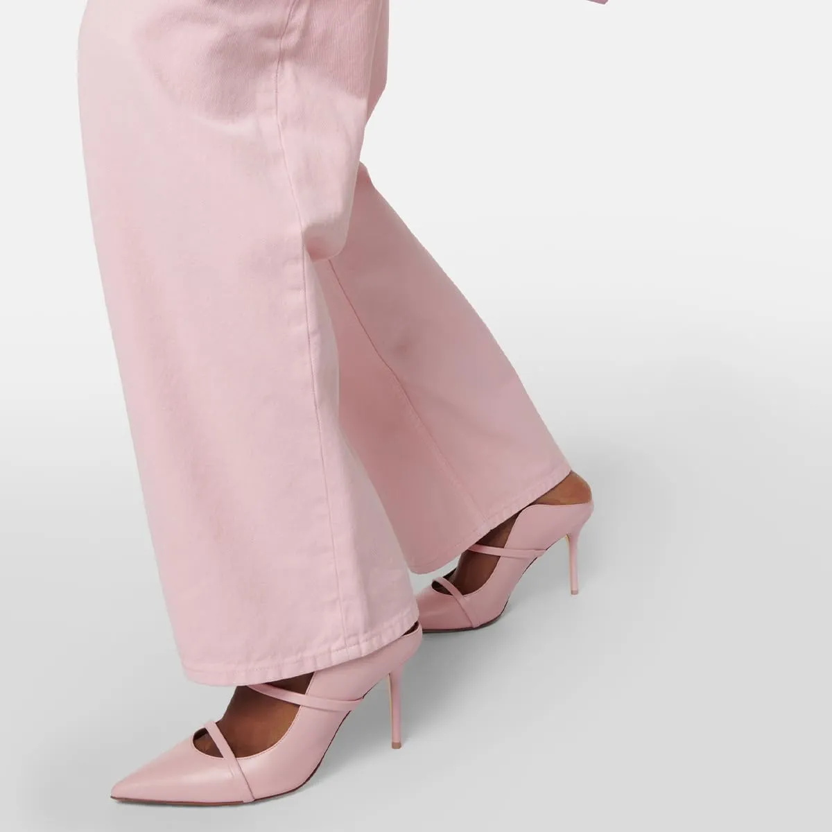 XYD Women's Stylish Heeled Mule Pointed Toe Dual Straps Slip On Slides Sandals Slim Heels Bridal Party Evening Dress Pumps Shoes